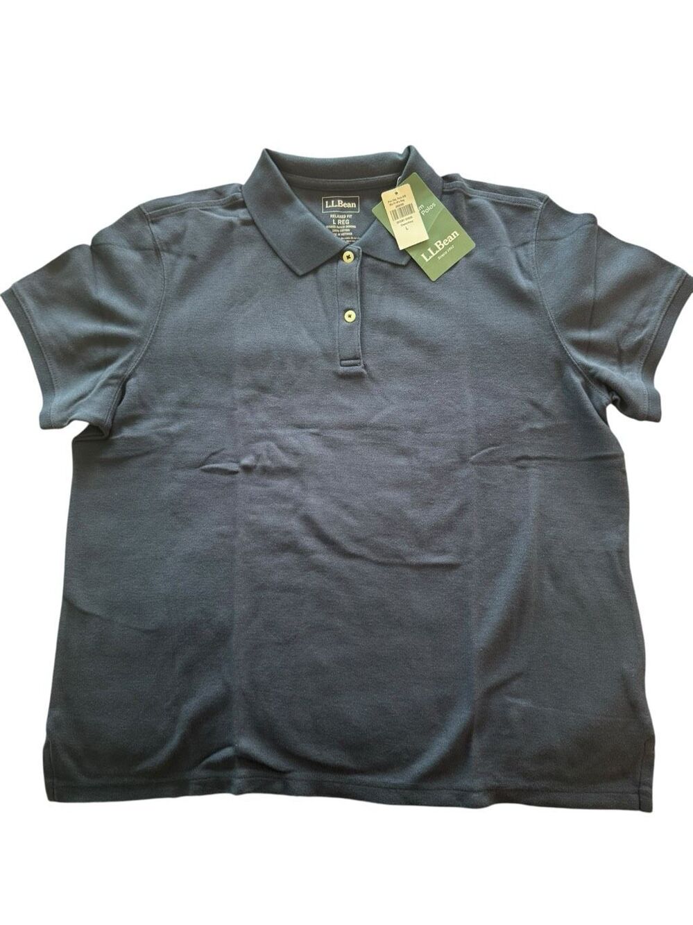 L.L. Bean Premium Double L Polo relaxed fit women’s large navy  - new with tags!